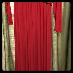 Cross body rasberry red maxi dress